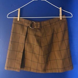 Brown plaid mini skirt